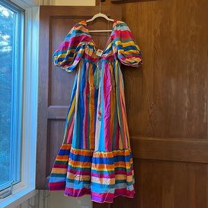 Farm Rio Striped Scarf Maxi Dress, M